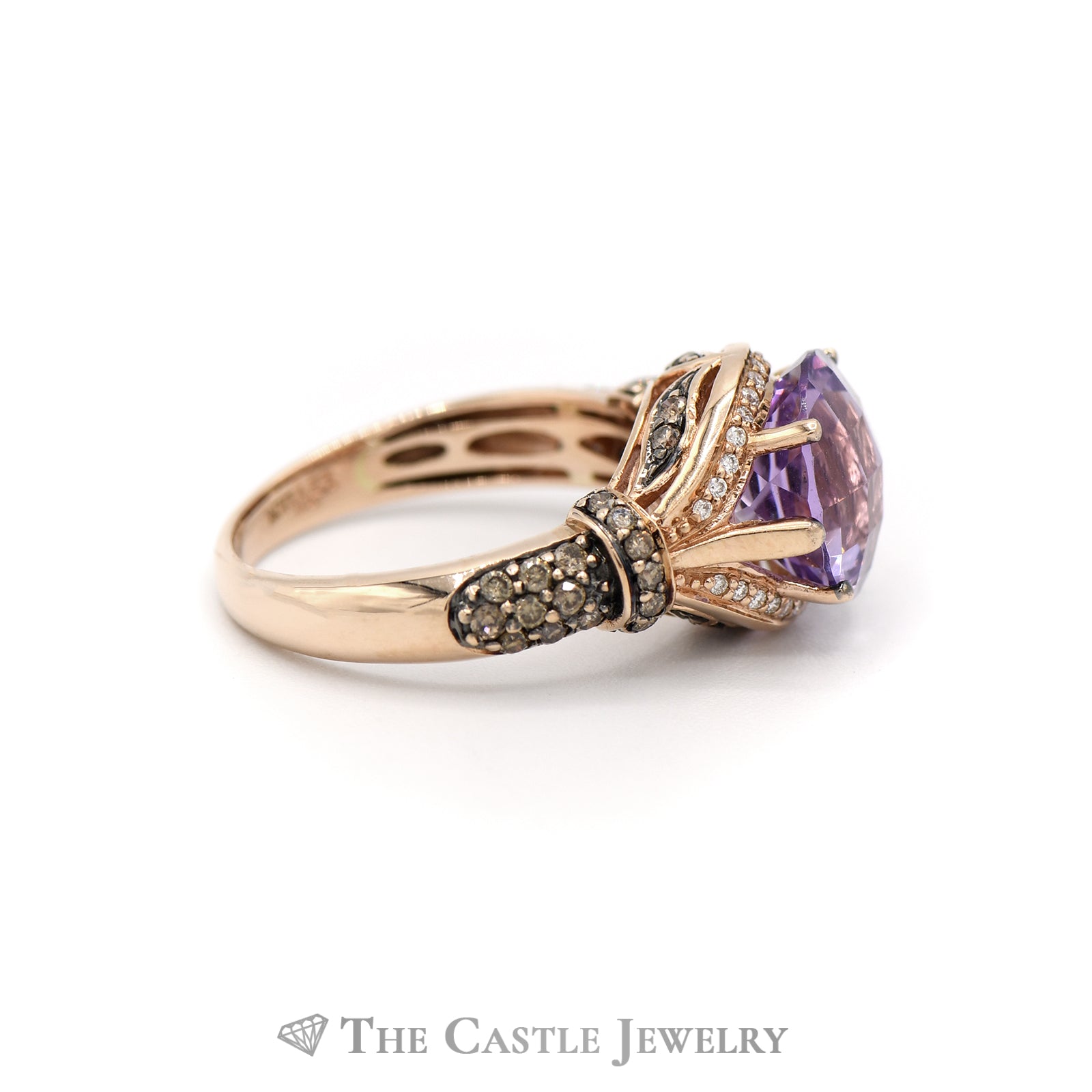 Le Vian 3ct Amethyst Ring with 1/2cttw Chocolate & White Diamond Accents in 14k Rose Gold