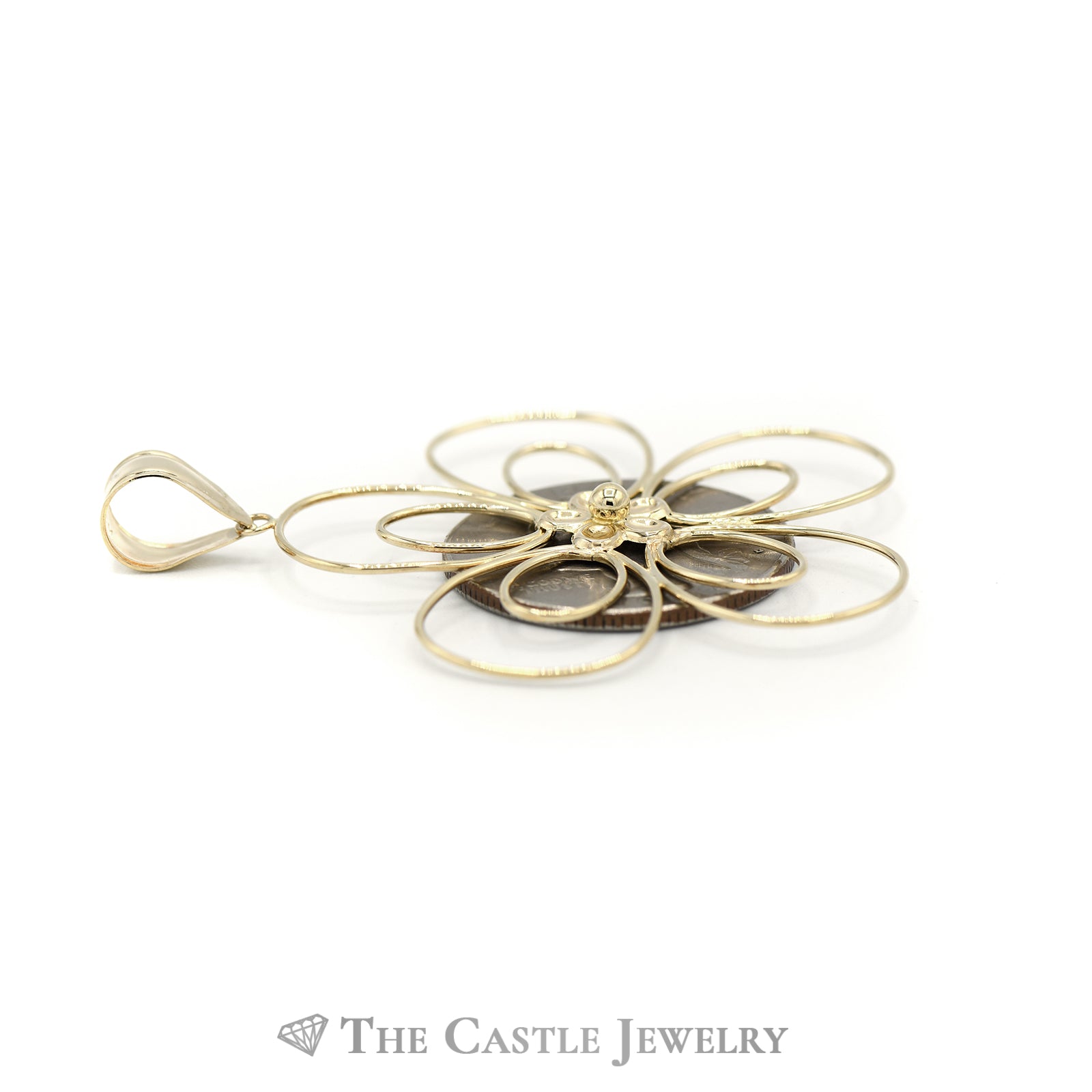 Wired Flower Pendant in 14KT Yellow Gold