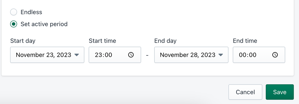 EasySale - set the Shopify sale dates