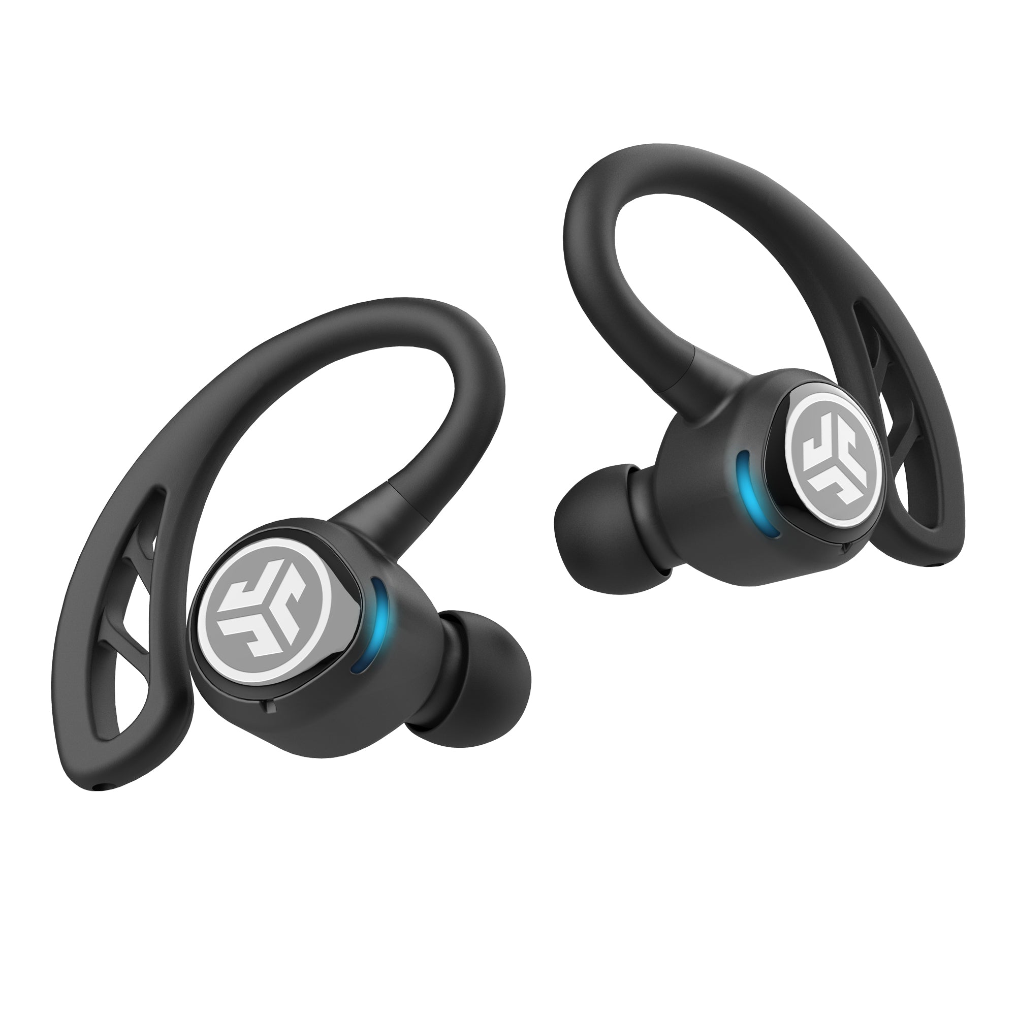 Close-up of Black Epic Air Sport True Wireless Earbuds