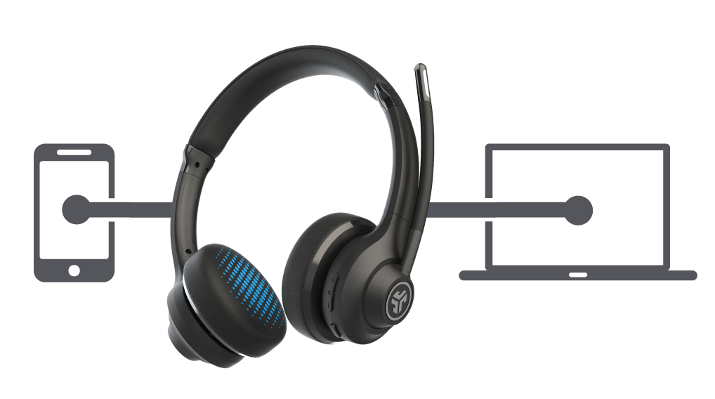 JLab Go Work - Auriculares inalámbricos con micrófono, auriculares  Bluetooth para PC con más de 45 horas de reproducción y conexión multipunto  a