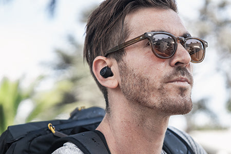 Guy wearing JBuds Air True Wireless Earbuds