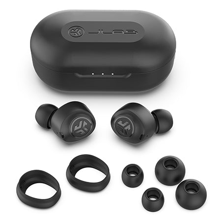 JBuds Air True Wireless Earbuds with accessories