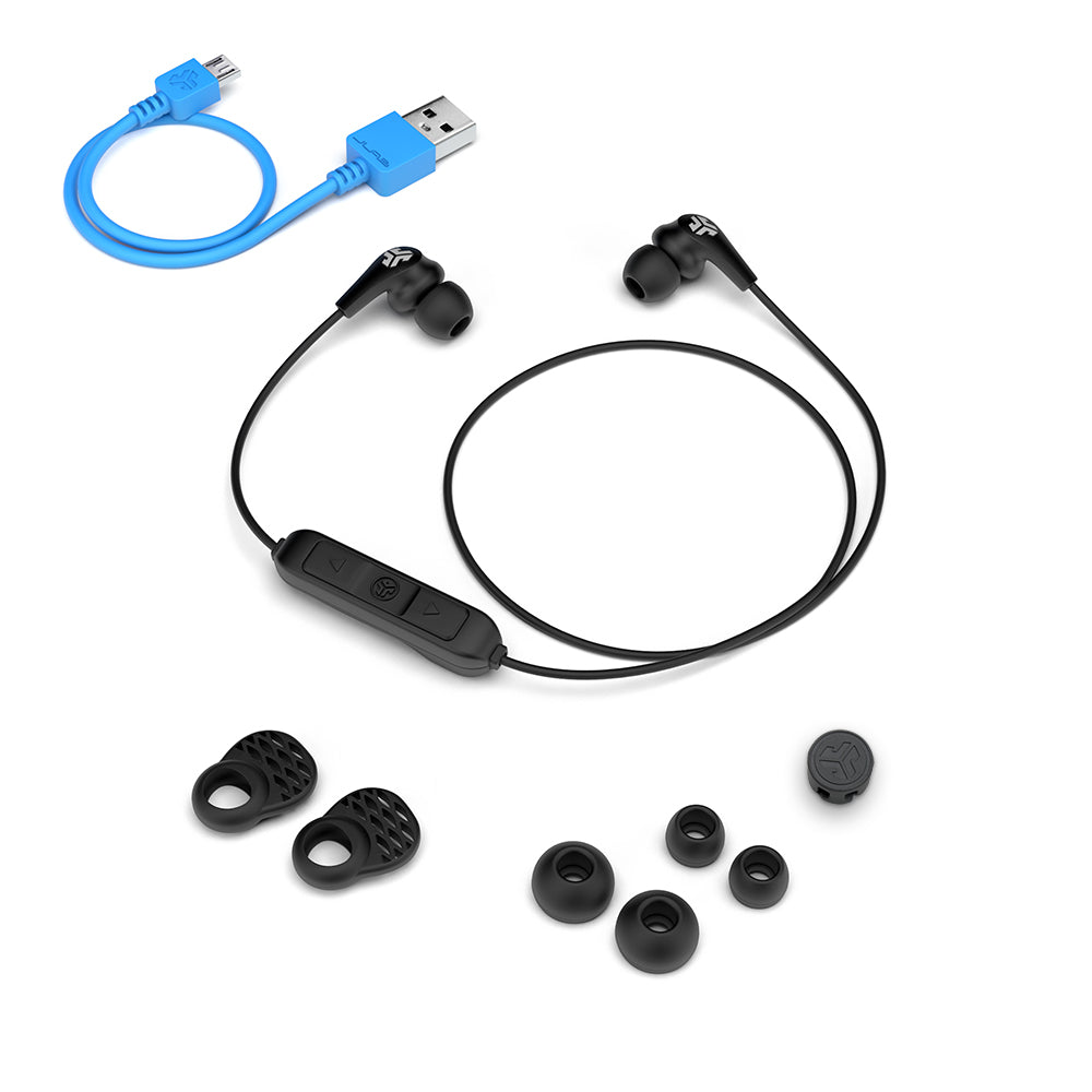 JBuds Pro Bluetooth Signature Earbuds with accessories