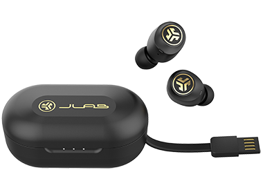 JBuds Air Icon Earbuds with Charging Case and Integrated USB Charging Cable