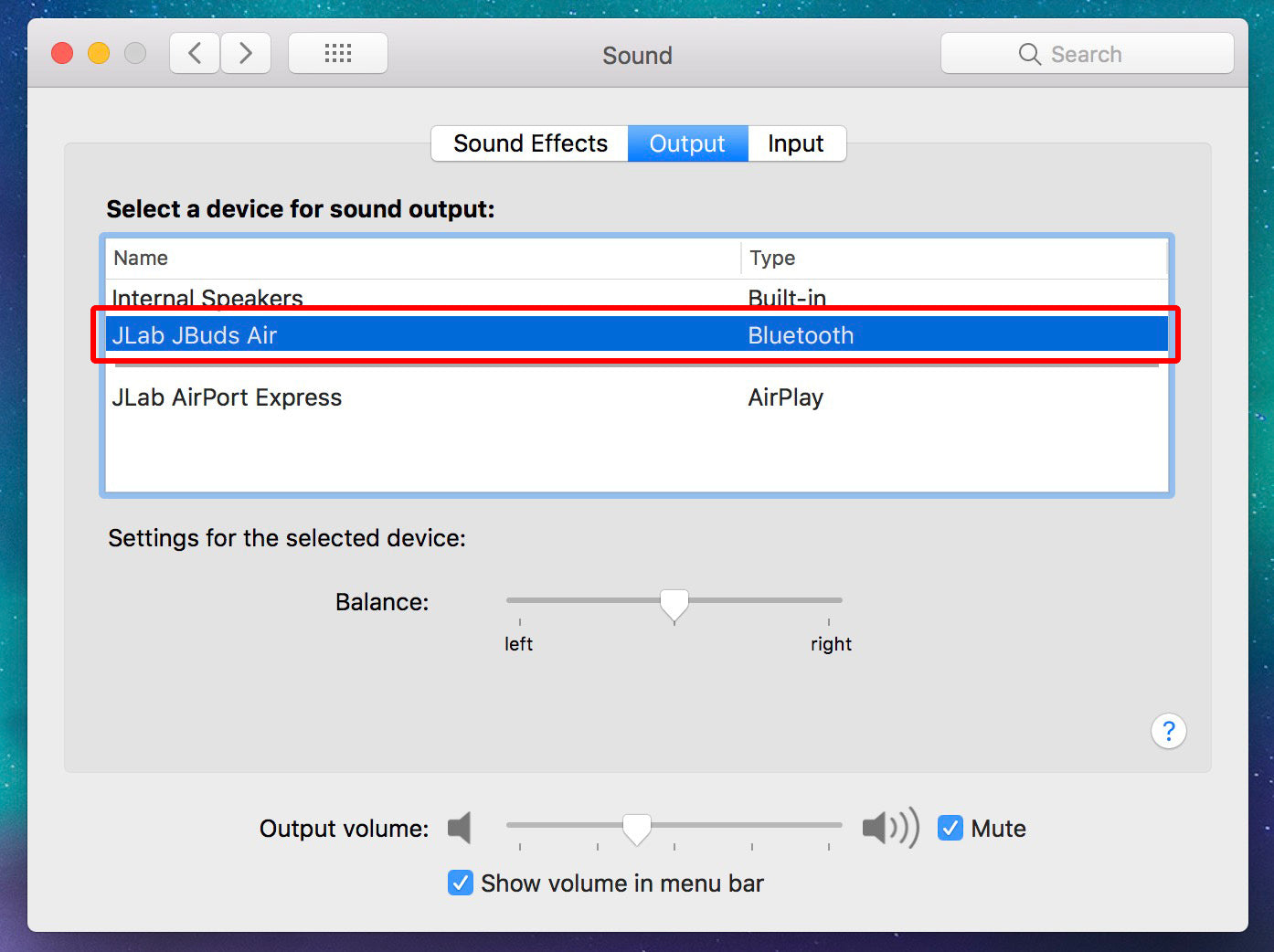 Output to select in Mac