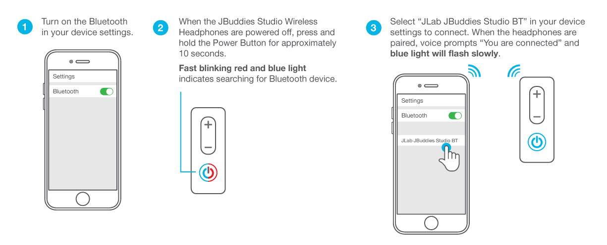 How to Pair JBuddies Studio Wireless Headphones