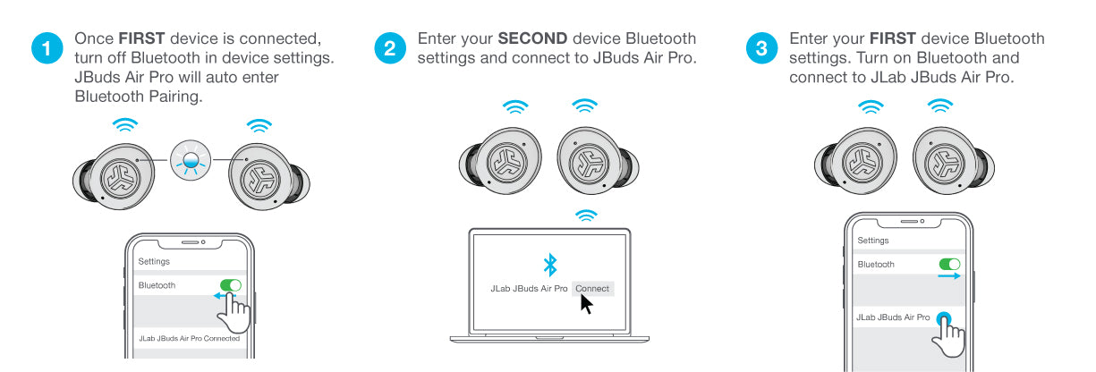 JBuds Air Pro 이어버드로 멀티포인트를 사용하는 방법