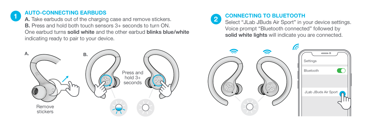 How to wirelessly connect your JBuds Air Sport