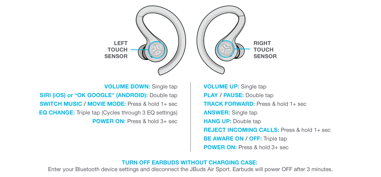 Controls for your JBuds Air Sport