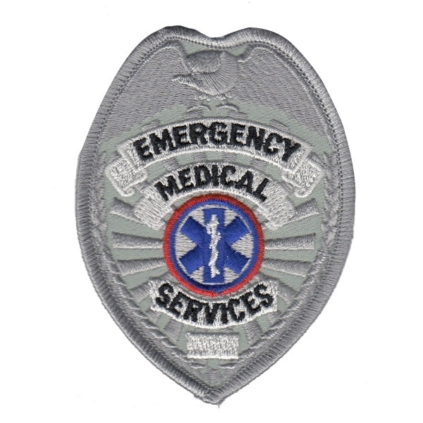 EMERGENCY MEDICAL SERVICES - Silver Embroidered Uniform Badge 