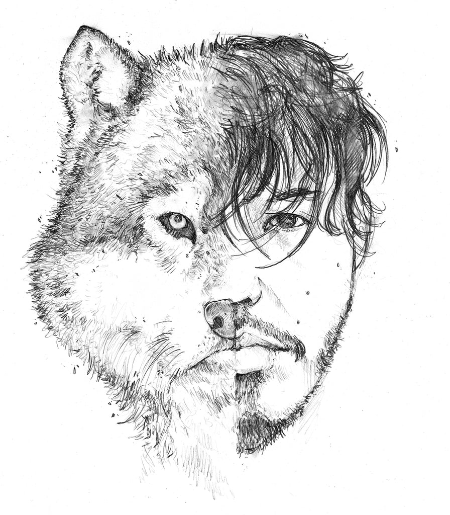half human half wolf drawing