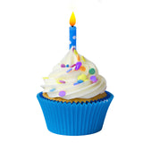 Cupcake blue wrapper with one candle