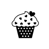 Black and white cupcake with hearts