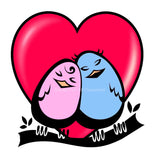 Love Birds with heart and branch