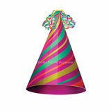 Pink Teal and Yellow party hat with tassle
