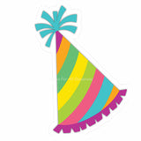 Party hat pink blue yellow with tassle