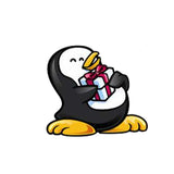 Penguin holding present