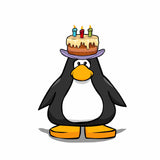 Penguin with birthday cake on head