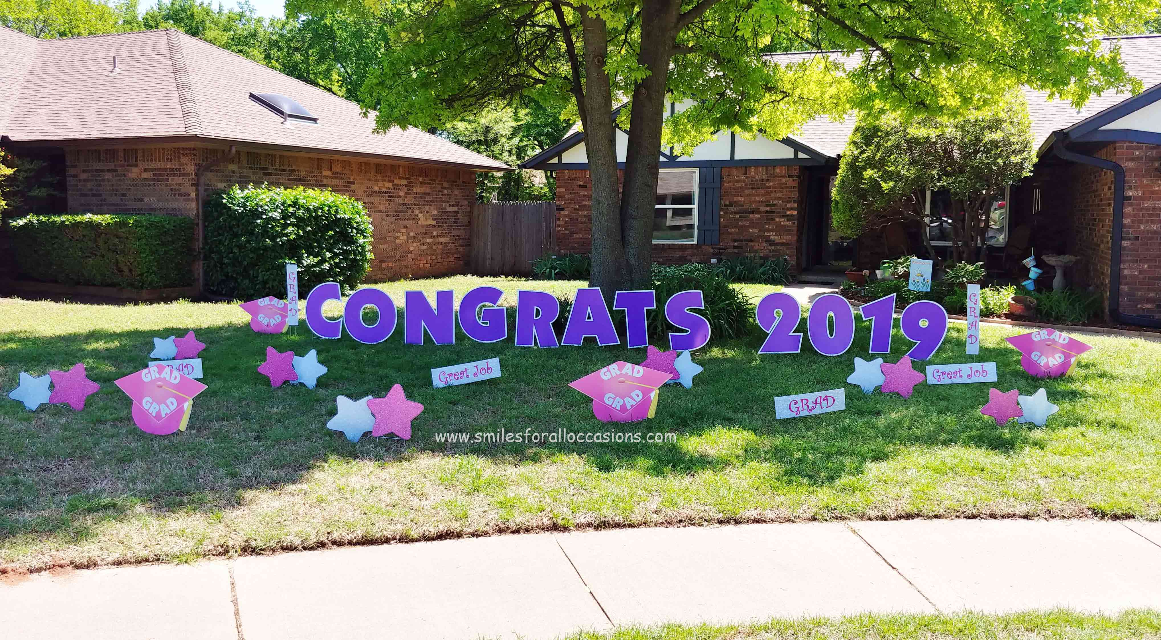 Graduation Yard Signs Decoration Announcement Grad Hats Smiles For All Occasions