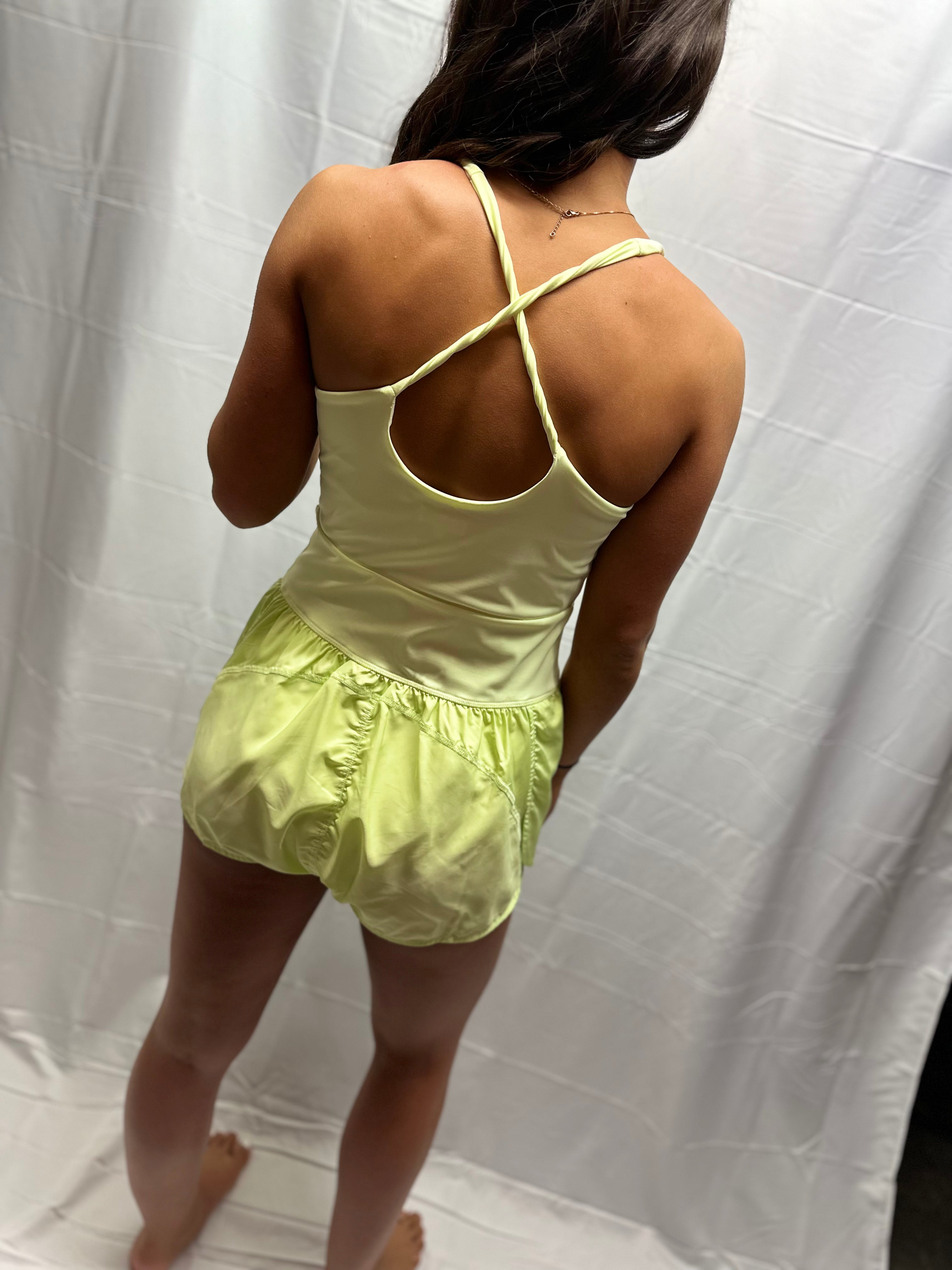 Athletic Romper- Lime