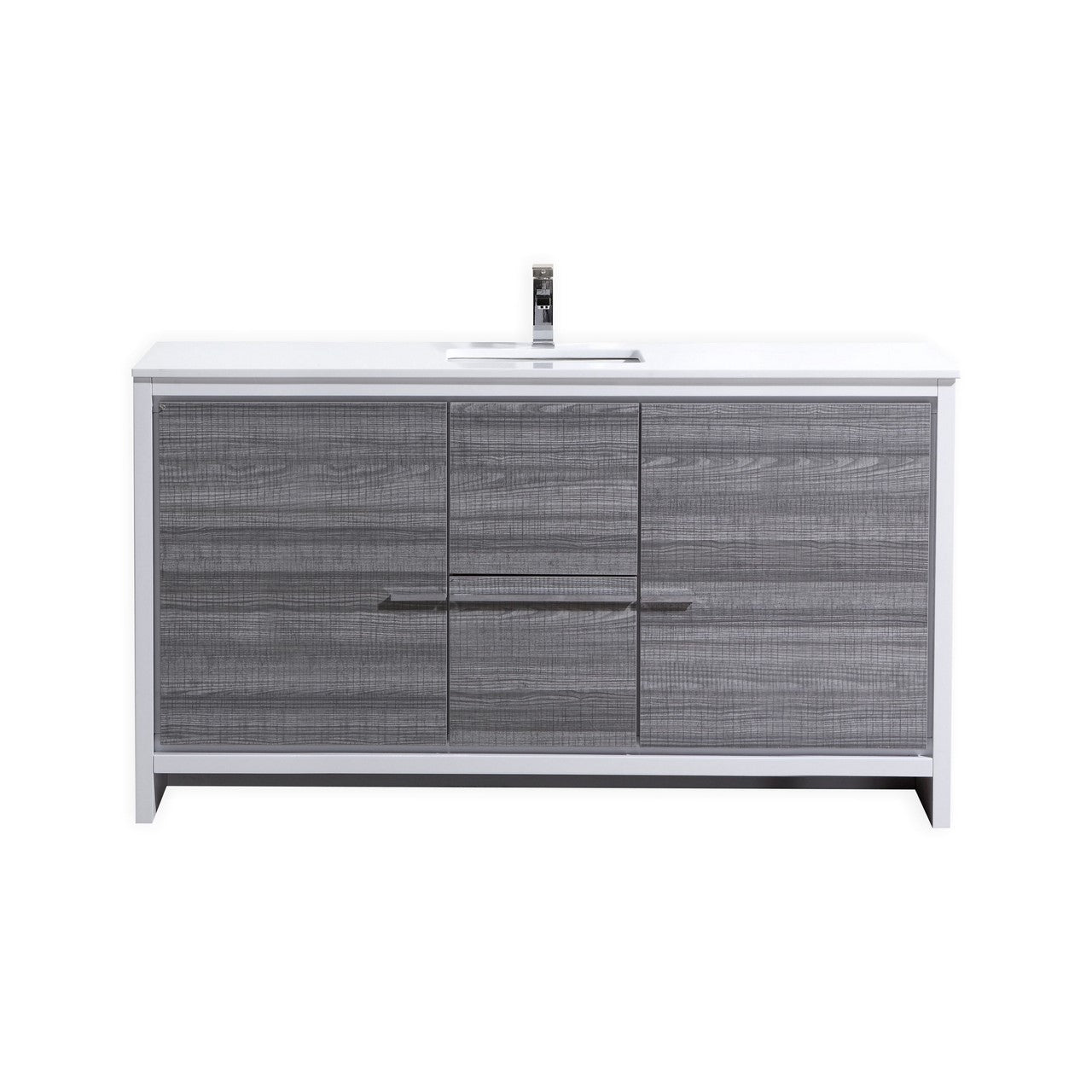 60 Dolce Kubebath Ash Grey Single Sink Bathroom Vanity