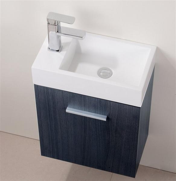 18″ Bliss, Grey Oak Wall Mount Modern Bathroom Vanity