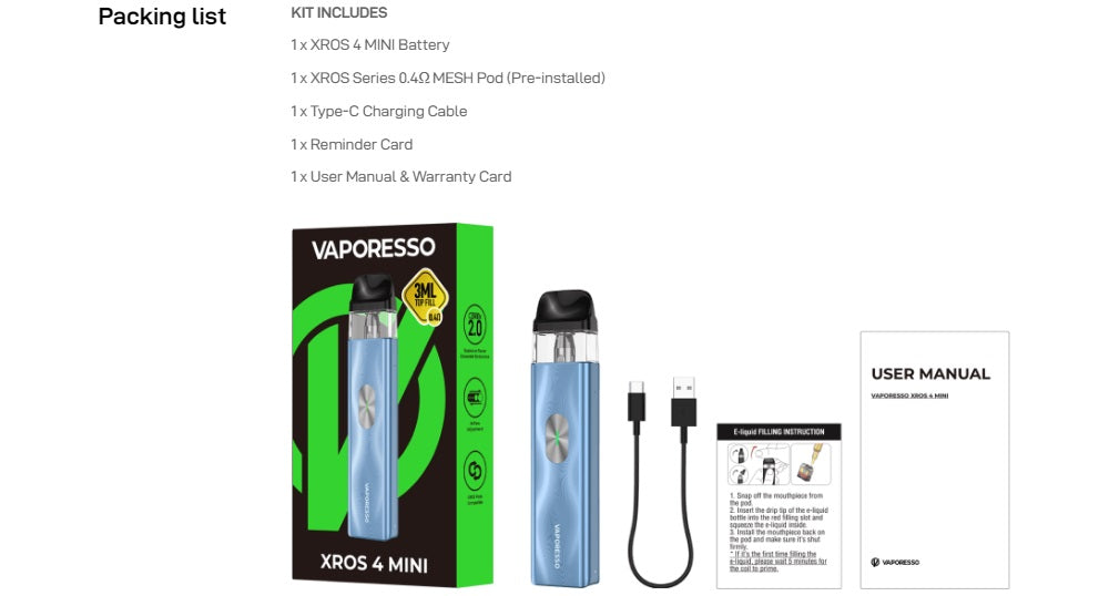 Vaporesso Xros 4 Mini Vape Kit