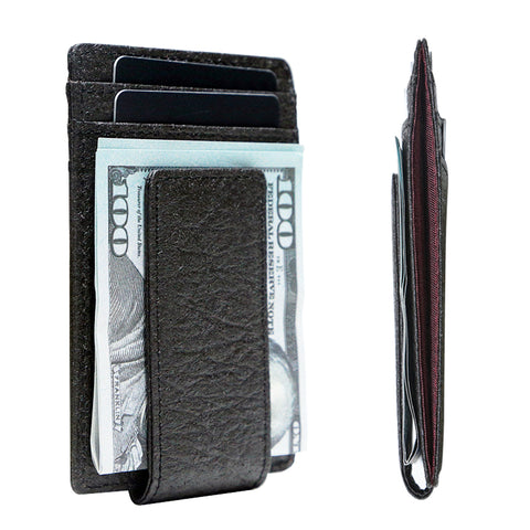 A money clip from the front and side.