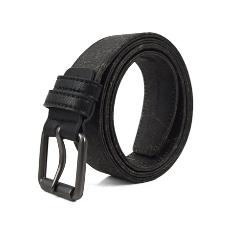 A black kraft paper belt with a square gunmetal buckle.