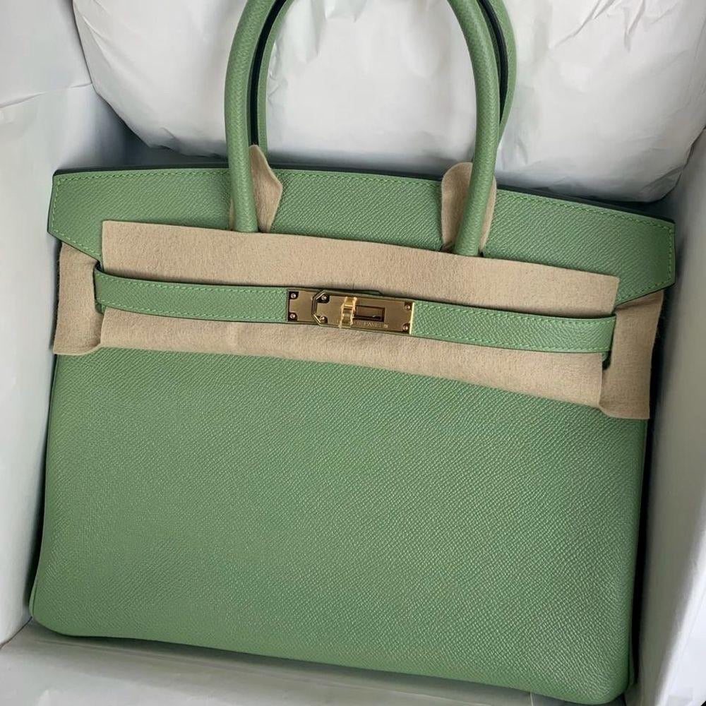 Hermes Birkin 25cm Vert Criquet Sellier Epsom GHW - Lilac Blue London