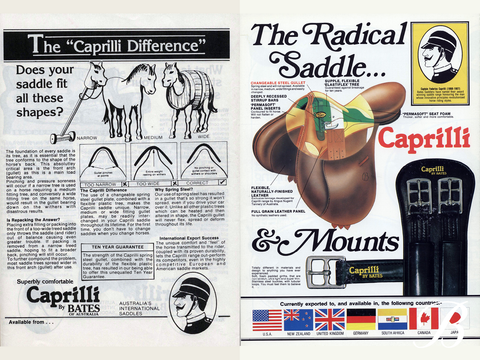 Historical Bates Saddles advertising focusing on adjustability through innovation