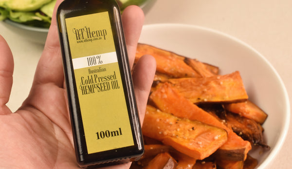 Sweet potato fried with hemp oil