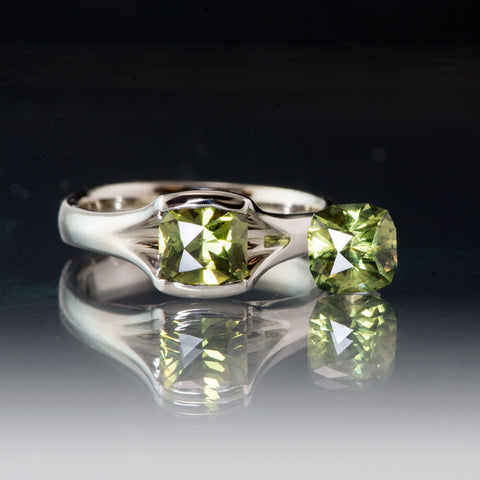 Green Sapphire Fold engagement ring