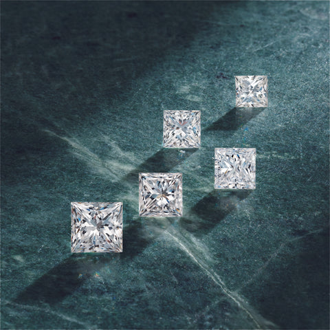 Princess cut diamonds in various sizes