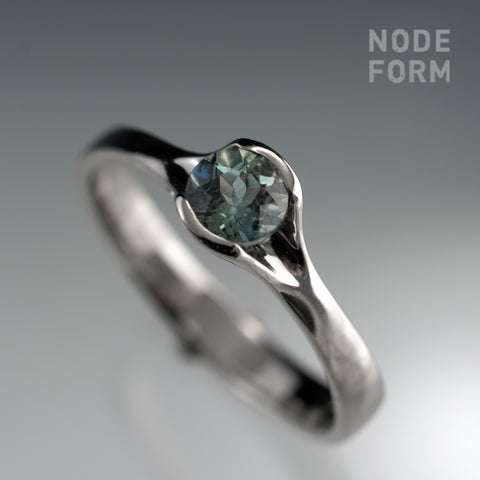 Fair Trade green-Blue Sapphire Fold Engagement Ring