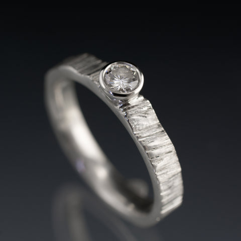 moissanite textured engagement ring 