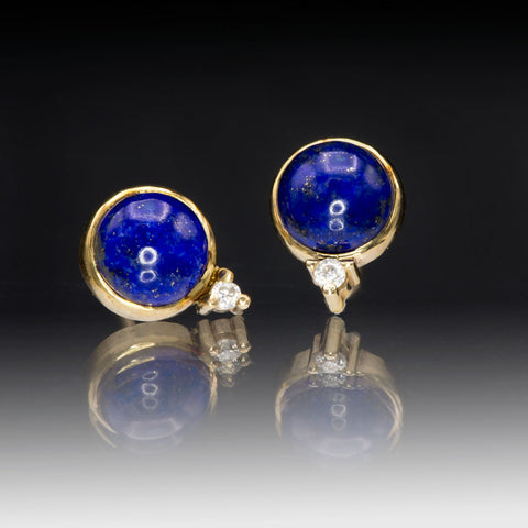 Lapis Lazuli gild studs with diamond accents