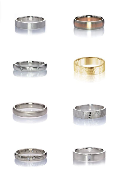 flat and domed wedding ring designs