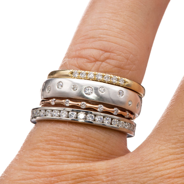 accented wedding ring stack