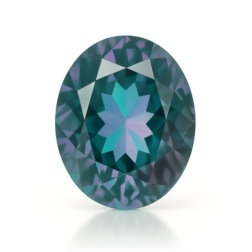 Oval Cut Lab Created Alexandrite Gemstone