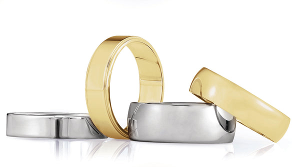 flat and domed wedding rings