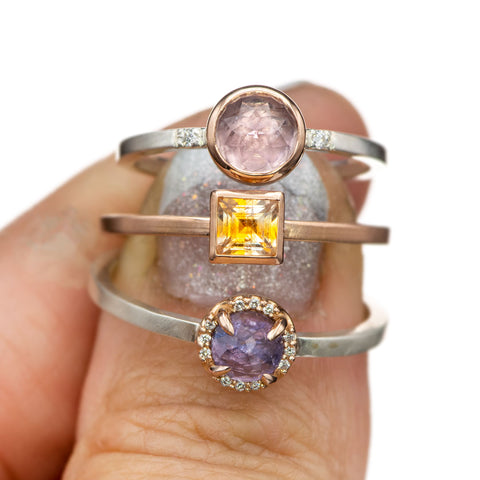 One of a kind fancy color sapphire rings