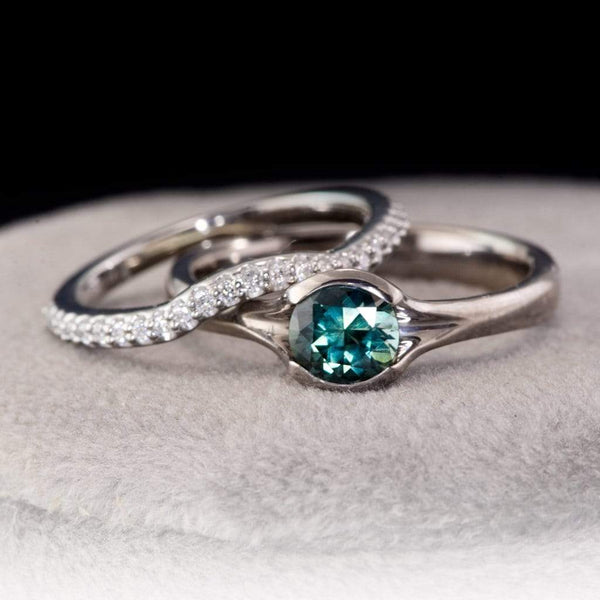 Fair Trade Teal / Blue Montana Sapphire Fold Solitaire Engagement Ring ...