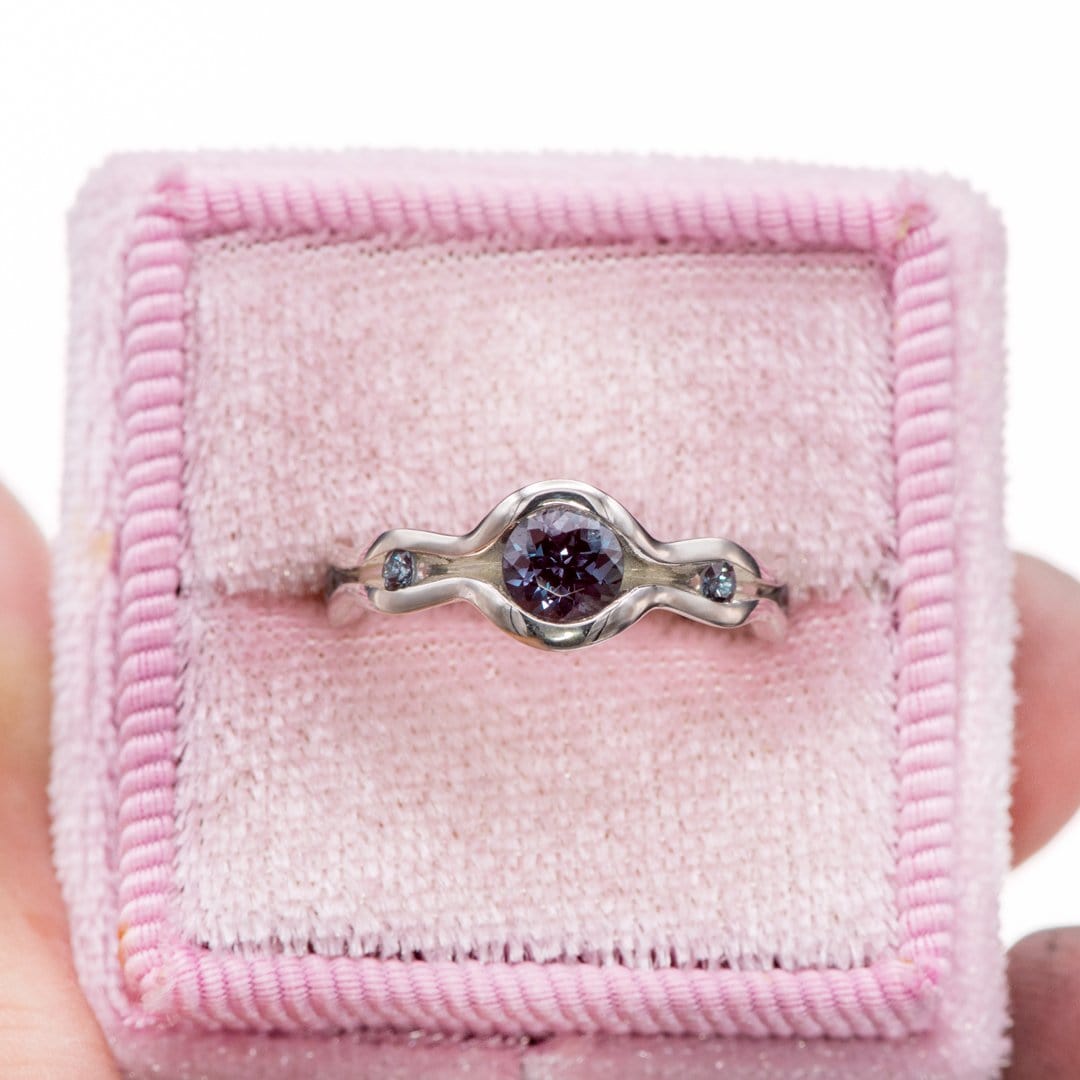 Accented Wave Alexandrite Solitaire Engagement Ring