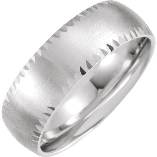 6mm Wide Tree Bark Textured Flat Comfort-fit Men's Wedding Band