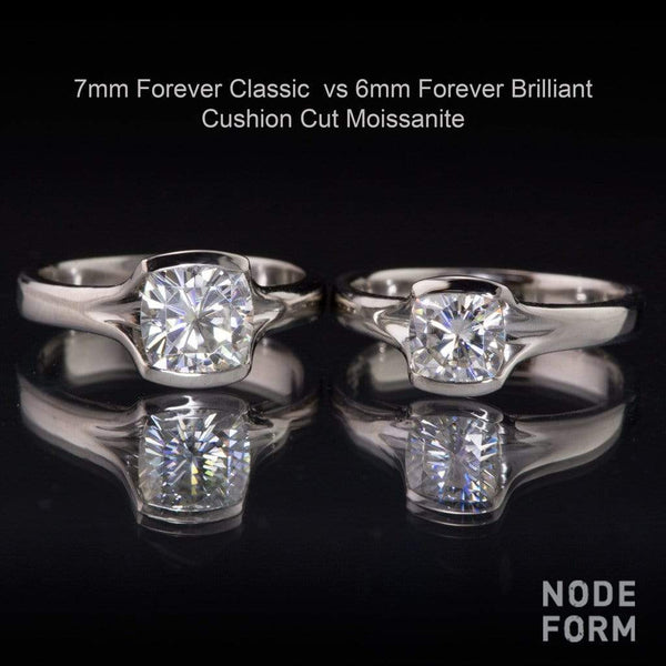 Cushion Cut Moissanite Fold Semi-Bezel Set Solitaire Engagement Ring