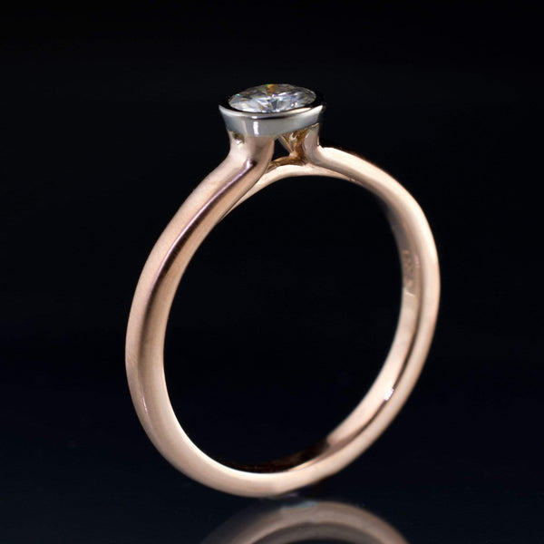  rose gold and palladium moissanite ring