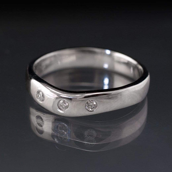 Diamond Fitted Contoured Wedding Ring, Diamond Shadow Band