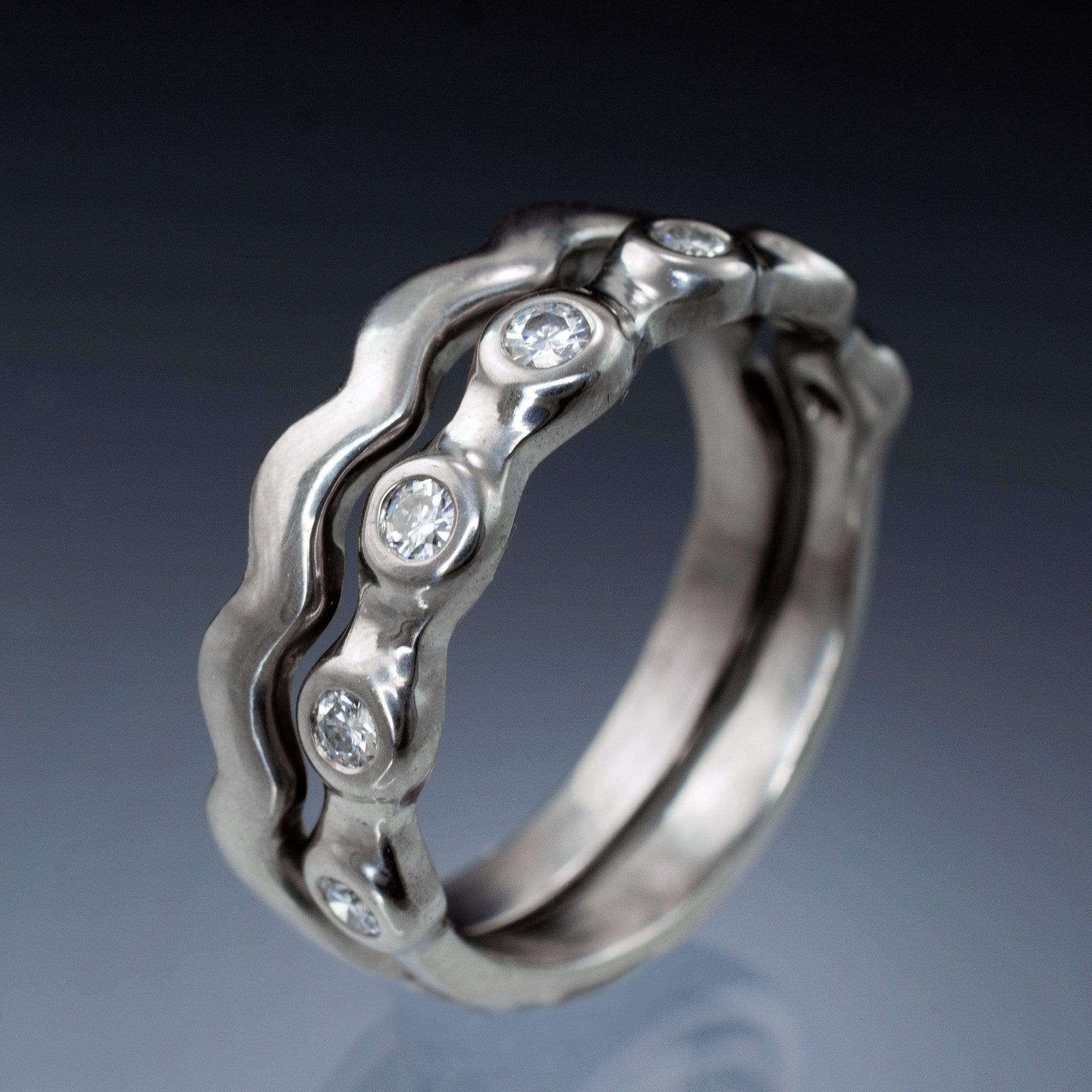 Moissanite Half Eternity Wedding Ring in Palladium size 6-8